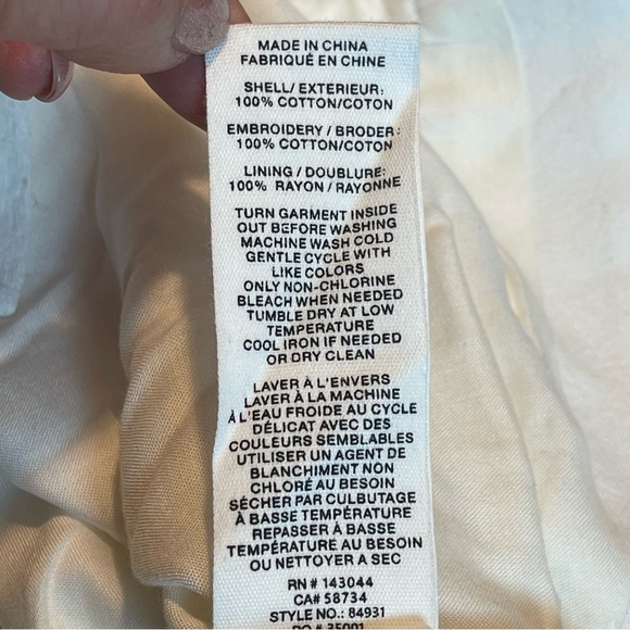 Avec Les Filles Women's Cotton Eyelet Vest-Style Top White Embroidered Sz L - Picture 9 of 13